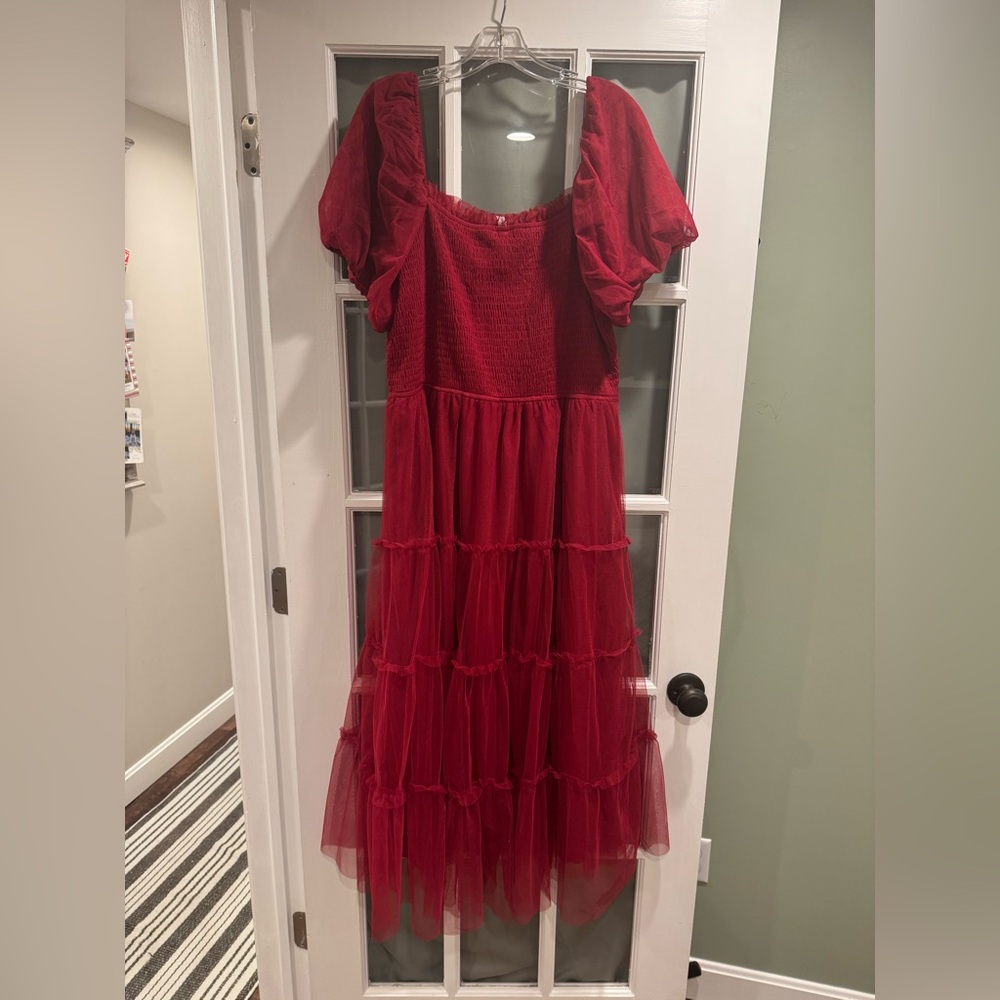 Burgundy Tulle Dress - Picture 3 of 5